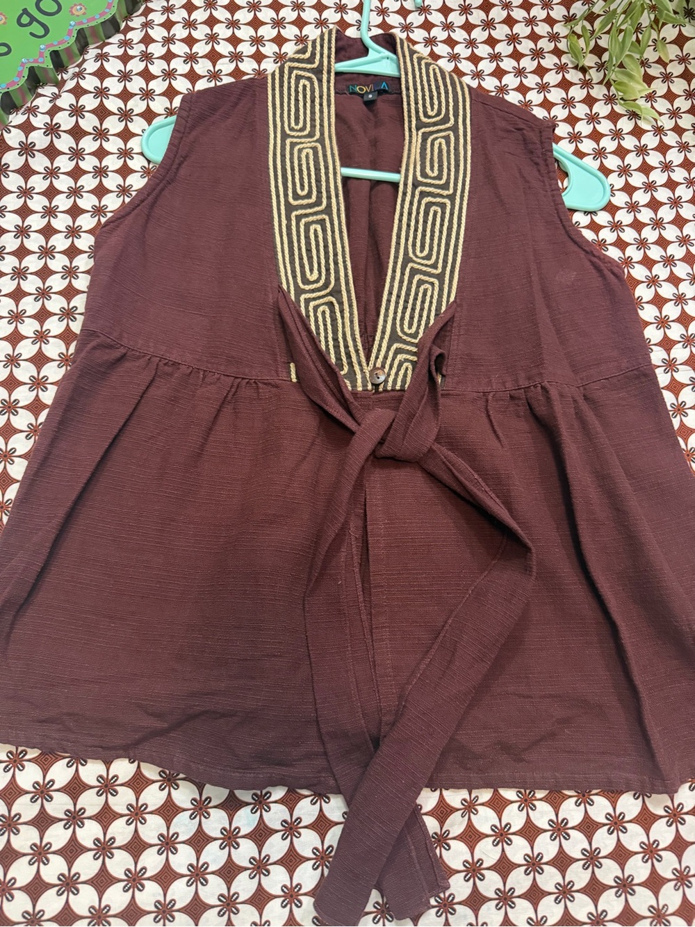 Novica Sleeveless Tie-Front Top in Deep Burgundy